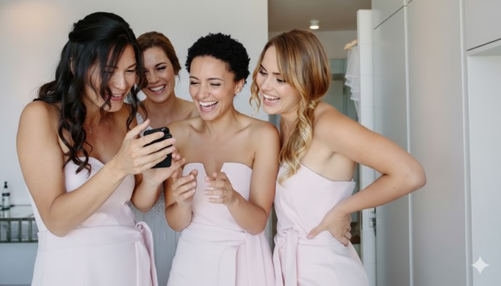 Amigas mirando fotos en el celular